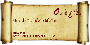 Orsós Ádám névjegykártya